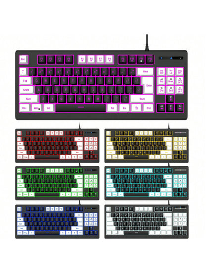 Snpurdiri Snpurdiri Rgb Illuminated, Compact Gaming Keyboard, Usb Cable 87-Key Gaming Keyboard, Led Rainbow Backlit Keyboard, Membrane Keyboard, Suitable for Laptop, Pc Gaming, and Work Keyboard